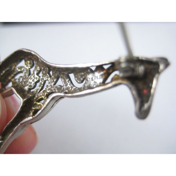 Vintage Jezlaine Sterling Silver 925 Giraffe Brooch Pin Ornate 1980s Filigree - Picture 8 of 9